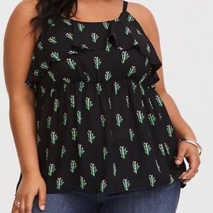 Torrid chiffon tank top with cactus print